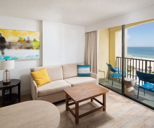 living room in St. Pete Shores Hotel suite