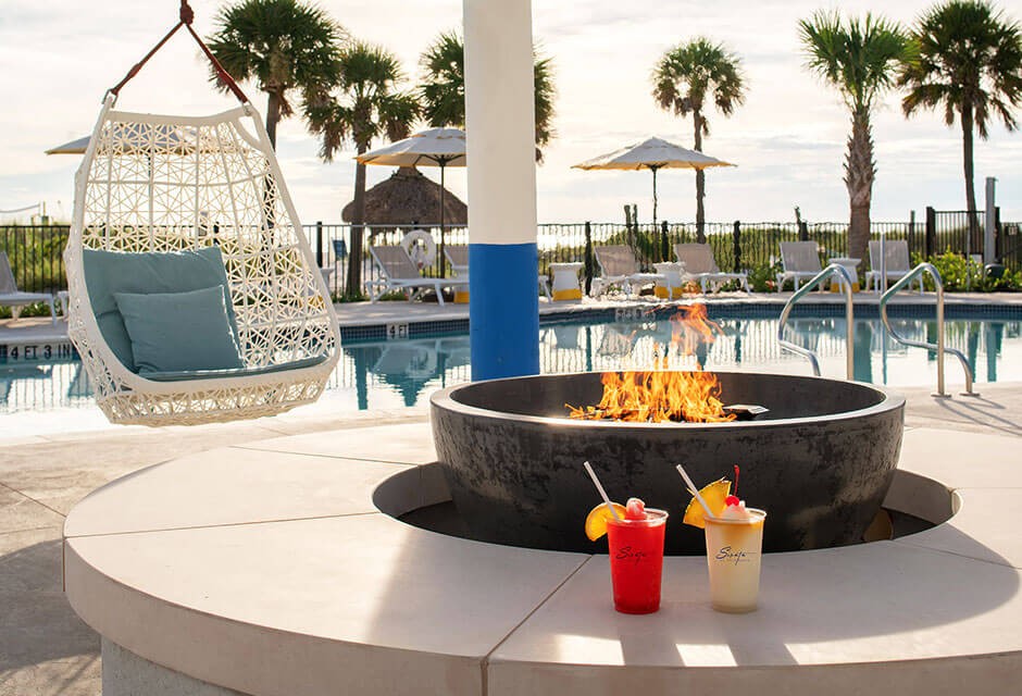 North Pool fire pit at St. Pete Shores Hotel