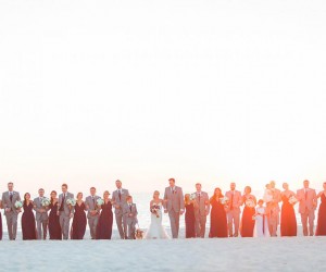 bridal party on the beach