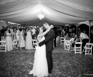 bride and groom dancing