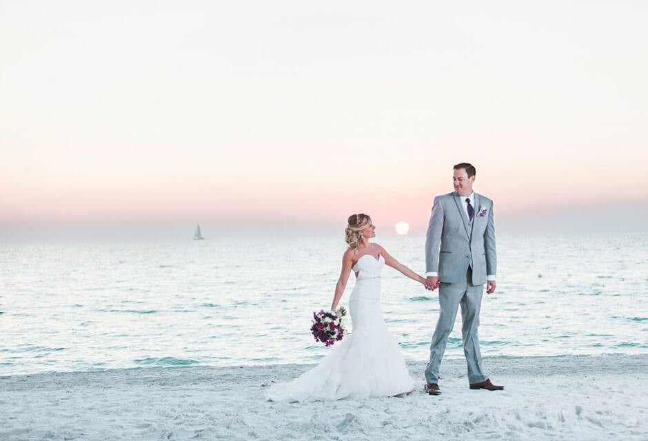Sirata bride and groom on the beach sunset